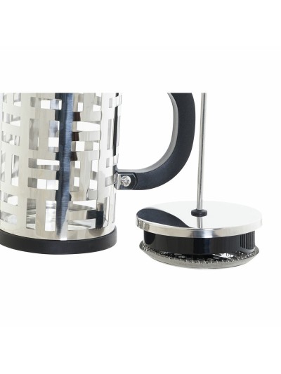 Portavelas DKD Home Decor Negro Plateado Acero Inoxidable Plástico Vidrio de Borosilicato 600 ml 16 x 9 x 18 cm