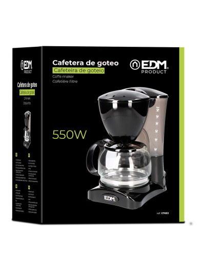Cafetière goutte à goutte EDM 07653 Noir 550 W 6 Tasses 0,6 L