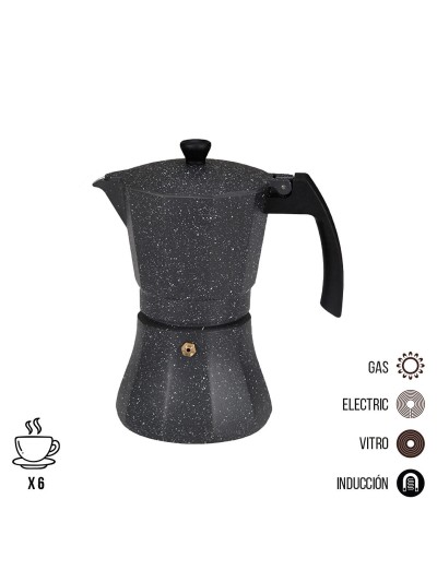 Cafetière Italienne EDM Noir Aluminium 6 Tasses Induction
