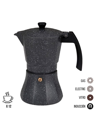 Cafetière Italienne EDM Noir Aluminium 12 Tasses Induction
