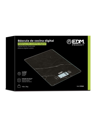 Báscula de Cocina EDM 07528 Negro 5 kg