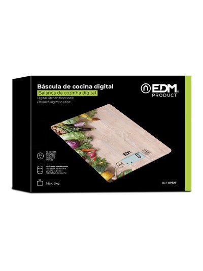 Báscula de Cocina EDM 07527 Marrón Madera 5 kg