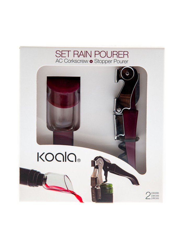 Set of Wine Accessories Koala 2 Pieces Metal Burgundy