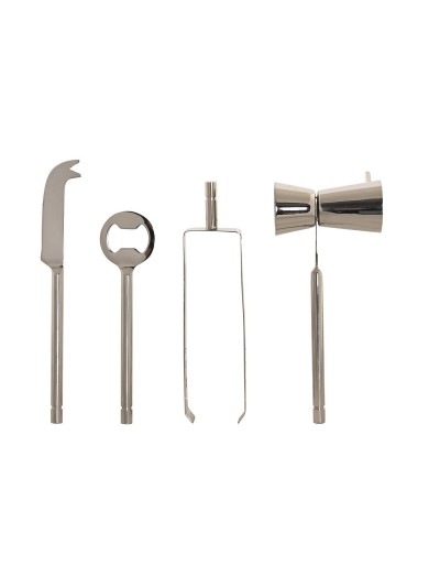 Cocktail Set DKD Home Decor 25,5 x 9 x 30 cm Natural Silver Stainless steel Acacia