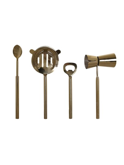 Cocktail Set DKD Home Decor 10 x 3 x 21 cm Silver Golden Stainless steel Marble