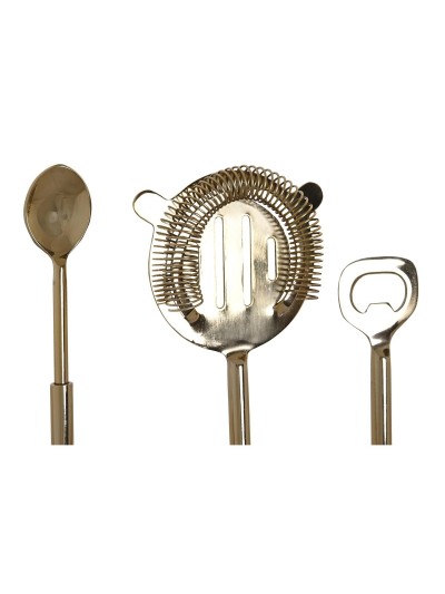 Set de Coctelería DKD Home Decor 10 x 3 x 21 cm Plateado Dorado Acero Inoxidable Mármol