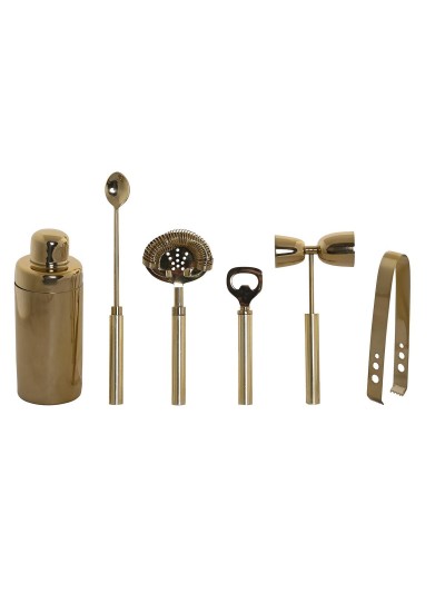 Cocktail Set DKD Home Decor 30 x 10 x 28 cm Stainless steel Copper White Marble