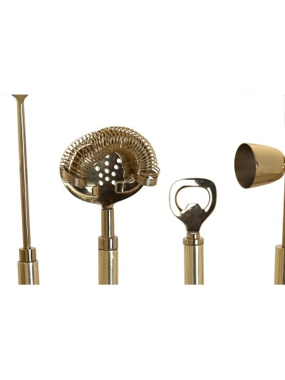 Coffret Cocktail DKD Home Decor 30 x 10 x 28 cm Acier inoxydable Cuivre Blanc Marbre