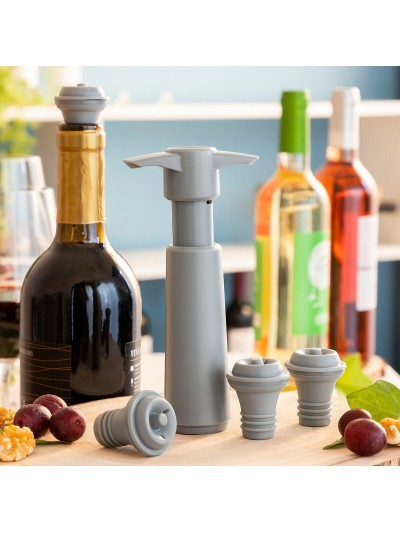 Bomba de Vacío y Tapones para Vino Winuum InnovaGoods (4 tapones)