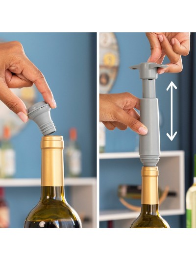 Bomba de Vacío y Tapones para Vino Winuum InnovaGoods (4 tapones)
