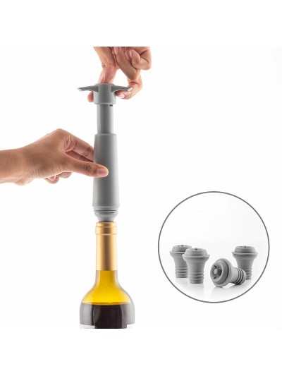Bomba de Vacío y Tapones para Vino Winuum InnovaGoods (4 tapones)