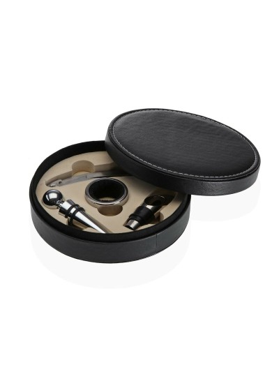 Set de Accesorios para Vino Versa Acero Polipiel