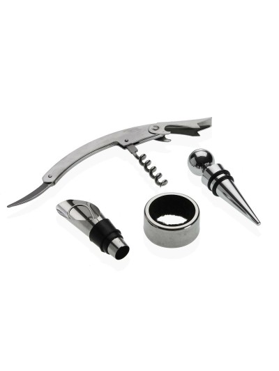Set de Accesorios para Vino Versa Acero Polipiel