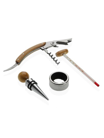Set of Wine Accessories Versa Bamboo Steel
