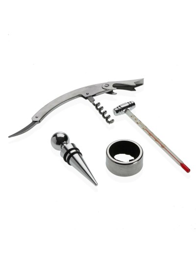 Set of Wine Accessories Versa Chess Crystal ABS MDF Wood 16,8 x 5,1 x 14,78 cm