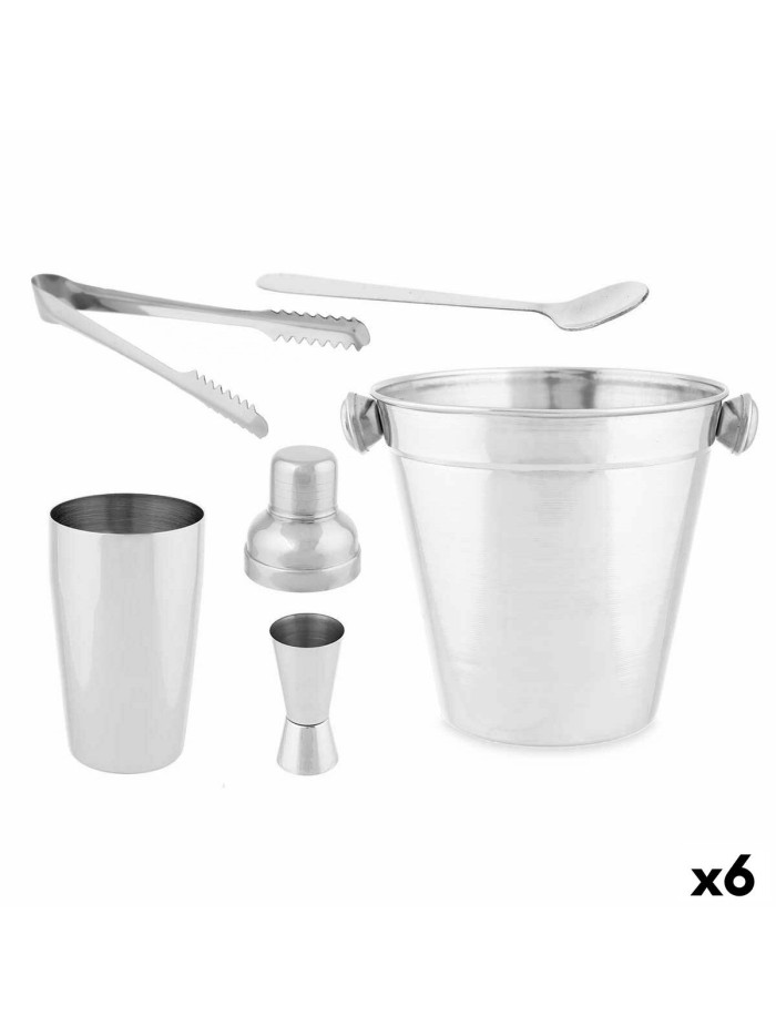 Set de Coctelería Plateado Acero Inoxidable 5 Piezas 250 ml (6 Unidades)