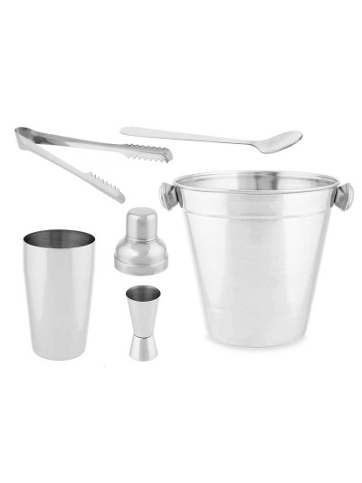Set de Coctelería Plateado Acero Inoxidable 5 Piezas 250 ml (6 Unidades)