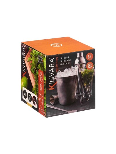 Set de Coctelería Plateado Acero Inoxidable 5 Piezas 250 ml (6 Unidades)