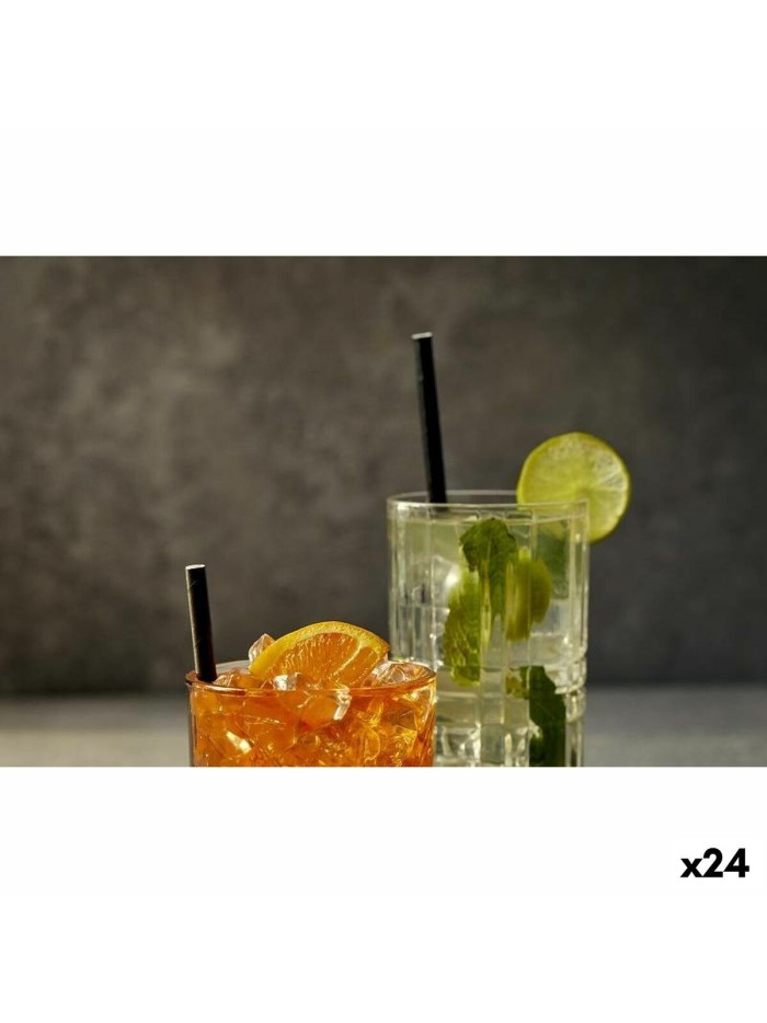 Straws Algon Cardboard Black 25 Pieces 24 Units