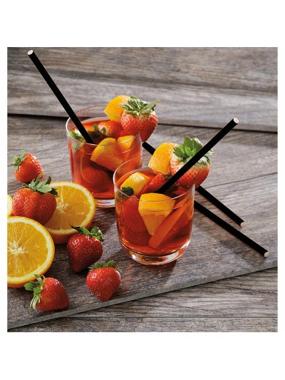 Straws Algon Cardboard Black 25 Pieces 24 Units