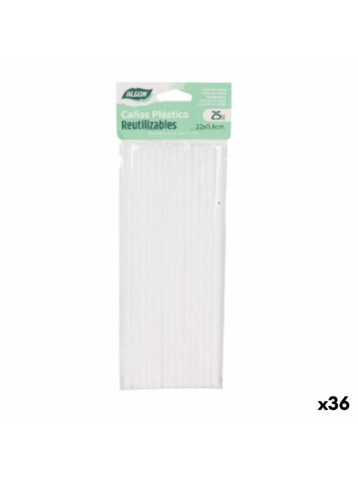Reusable Straws Algon White Plastic 36 Units 22 cm 6 mm