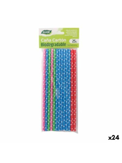 Pajitas Algon Cartón Multicolor Topos 25 Piezas 24 Unidades
