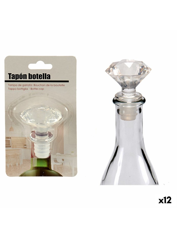 Airtight bottle cap Transparent 4,5 x 14,5 x 8,5 cm Diamond (12 Units)