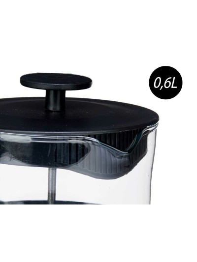 Tetera Negro Transparente 600 ml Émbolo