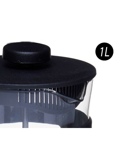 Tetera Negro Transparente 1 L Émbolo