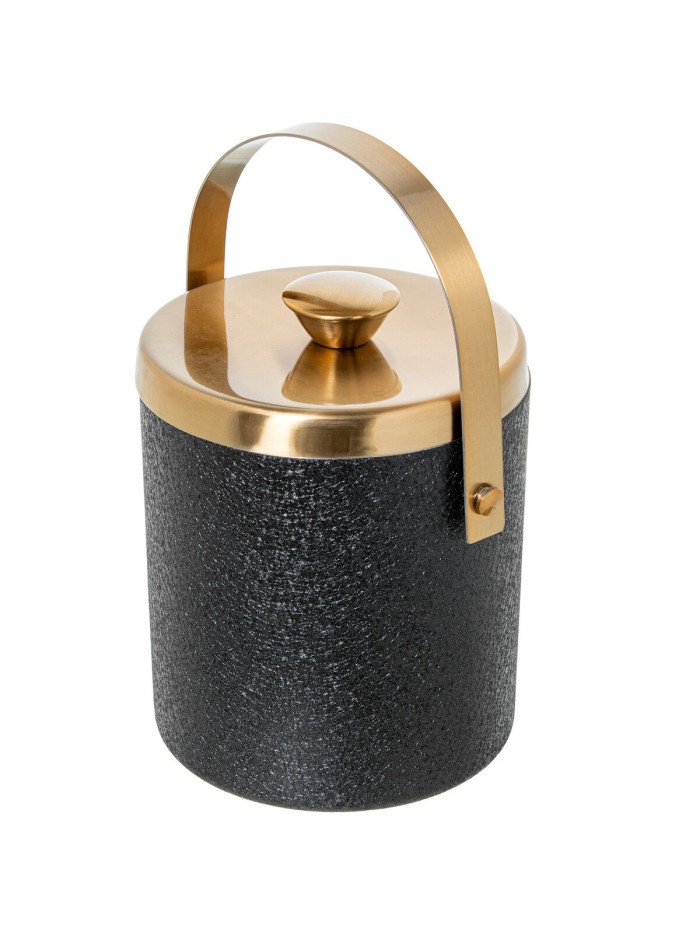 Ice Bucket Alexandra House Living Black Golden Metal 15 x 18 x 15 cm