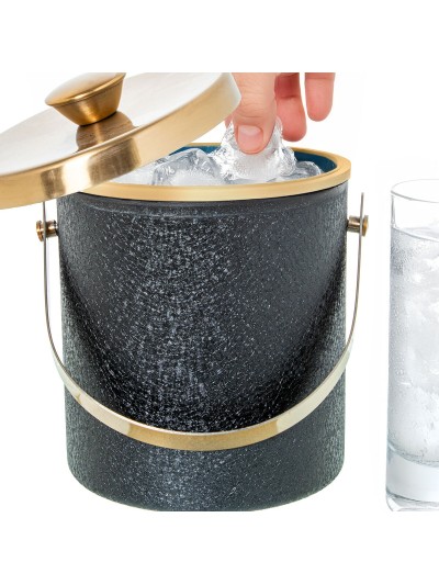 Ice Bucket Alexandra House Living Black Golden Metal 15 x 18 x 15 cm