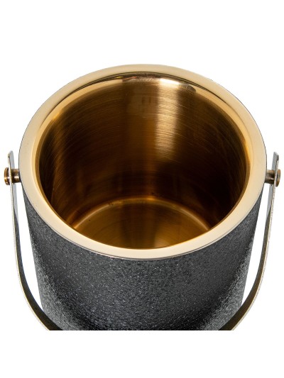 Ice Bucket Alexandra House Living Black Golden Metal 15 x 18 x 15 cm