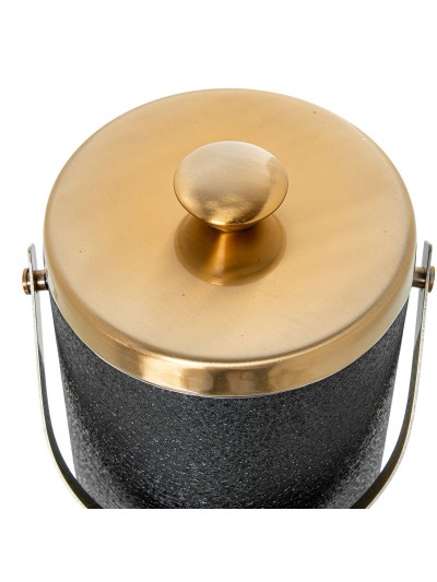 Ice Bucket Alexandra House Living Black Golden Metal 15 x 18 x 15 cm
