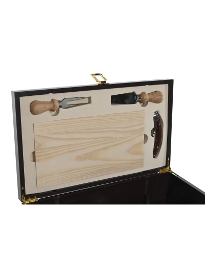 Set de Accesorios para Vino Home ESPRIT Marrón oscuro Madera MDF 36 x 21 x 12 cm