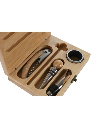 Set de Accesorios para Vino Home ESPRIT Natural Bambú 16 x 11 x 3 cm