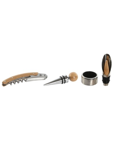 Set of Wine Accessories Home ESPRIT Natural Bamboo 16 x 11 x 3 cm