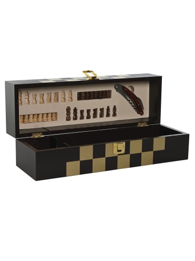 Set de Accesorios para Vino Home ESPRIT Marrón oscuro Madera MDF 36 x 11 x 12 cm