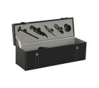 Set de Accesorios para Vino Home ESPRIT Negro Gris Piel 36 x 11 x 12 cm