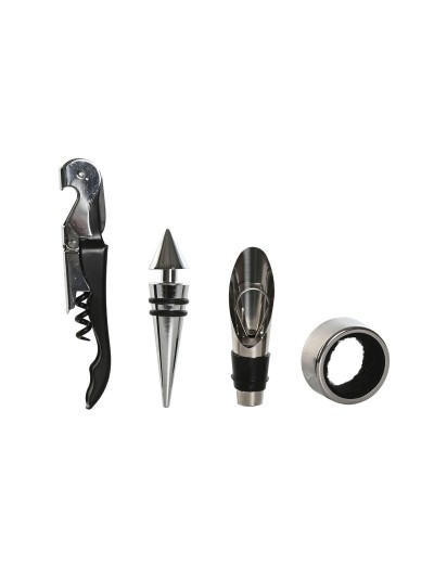 Set of Wine Accessories Home ESPRIT Black Grey Leather 36 x 11 x 12 cm