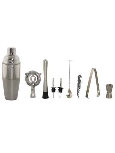 Cocktail Set Home ESPRIT Silver Natural Bamboo Stainless steel 26 x 10,5 x 25 cm