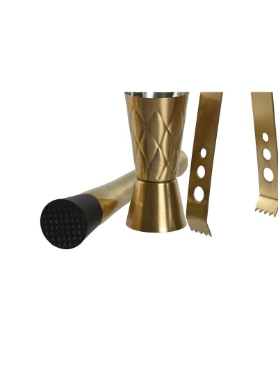 Cocktail Set Home ESPRIT Golden Stainless steel 500 ml 8 x 8 x 20 cm