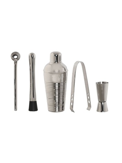 Coffret Cocktail Home ESPRIT Argenté Acier inoxydable 500 ml 8 x 8 x 21 cm