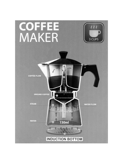 Cafetera Italiana Feel Maestro MR-1667-6 Negro Granito Aluminio 300 ml 6 Tazas