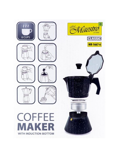 Cafetera Italiana Feel Maestro MR-1667-6 Negro Granito Aluminio 300 ml 6 Tazas