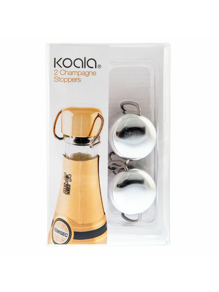 Juego de Tapones Koala Plateado Cava Plástico (2 uds)