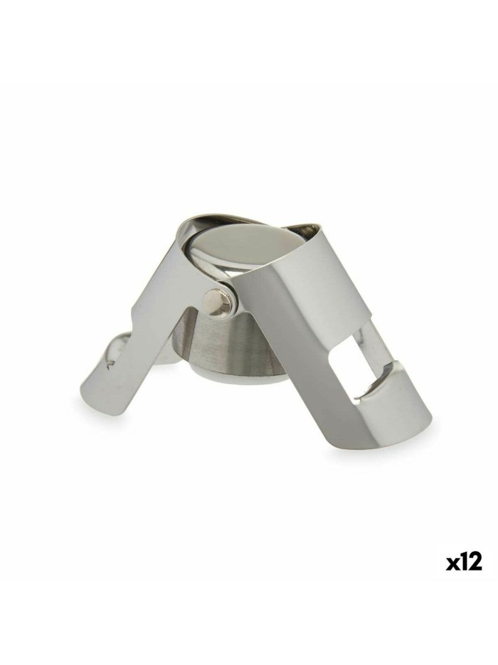 Bouchon Hermétique Argenté Acier inoxydable 6 x 5,5 x 3,5 cm (12 Unités)