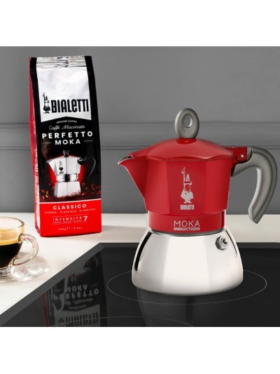 Cafetera Italiana Bialetti Moka Induction Negro Rojo Aluminio 150 ml (1 unidad)