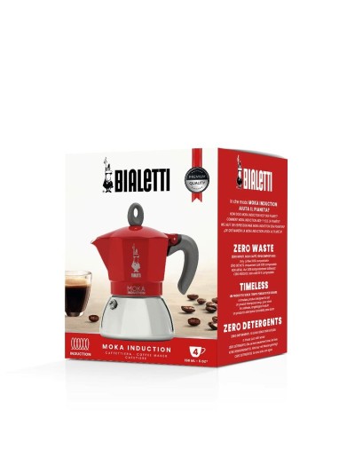 Cafetera Italiana Bialetti Moka Induction Negro Rojo Aluminio 150 ml (1 unidad)