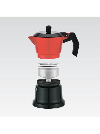 Cafetera Italiana Feel Maestro MR-1657-6 Negro Rojo Aluminio 300 ml 6 Tazas
