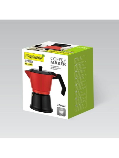 Cafetera Italiana Feel Maestro MR-1657-6 Negro Rojo Aluminio 300 ml 6 Tazas